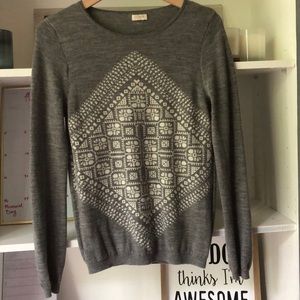 J Crew Printed Crew Neck Sweater